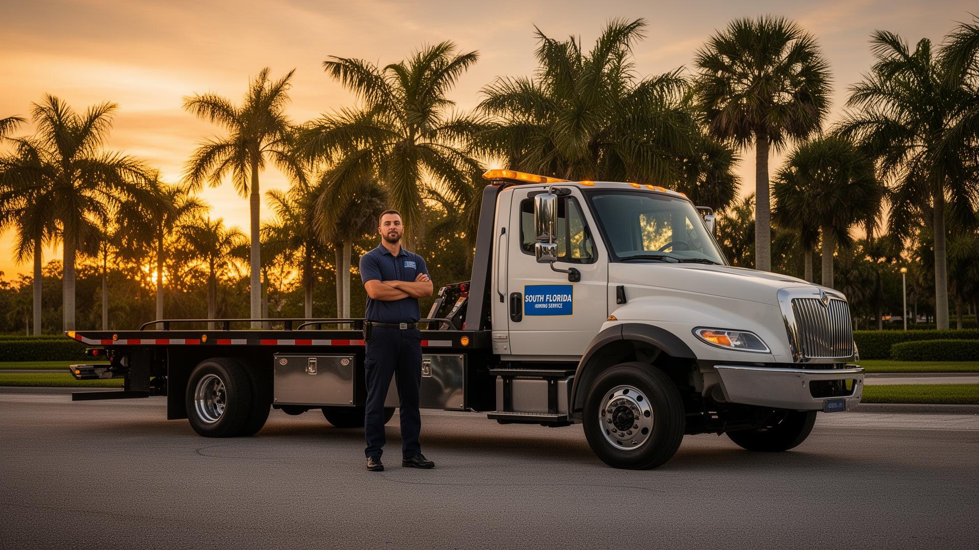 High Solar Towing professional flatbed tow truck in Boca Raton FL